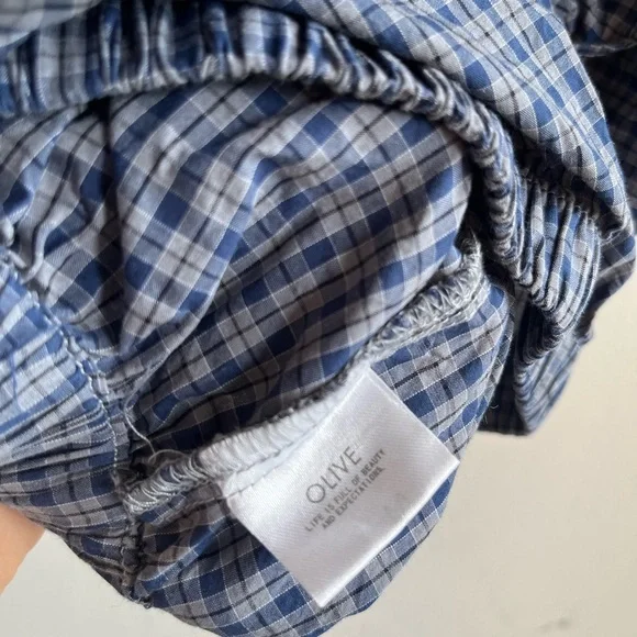 Olive Blue Checkered Ruffles Top - Picture 8 of 9